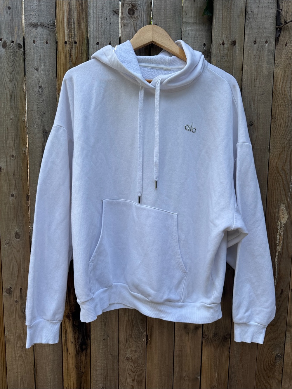 ALO Yoga White Fleece Hoodie Sweatshirt